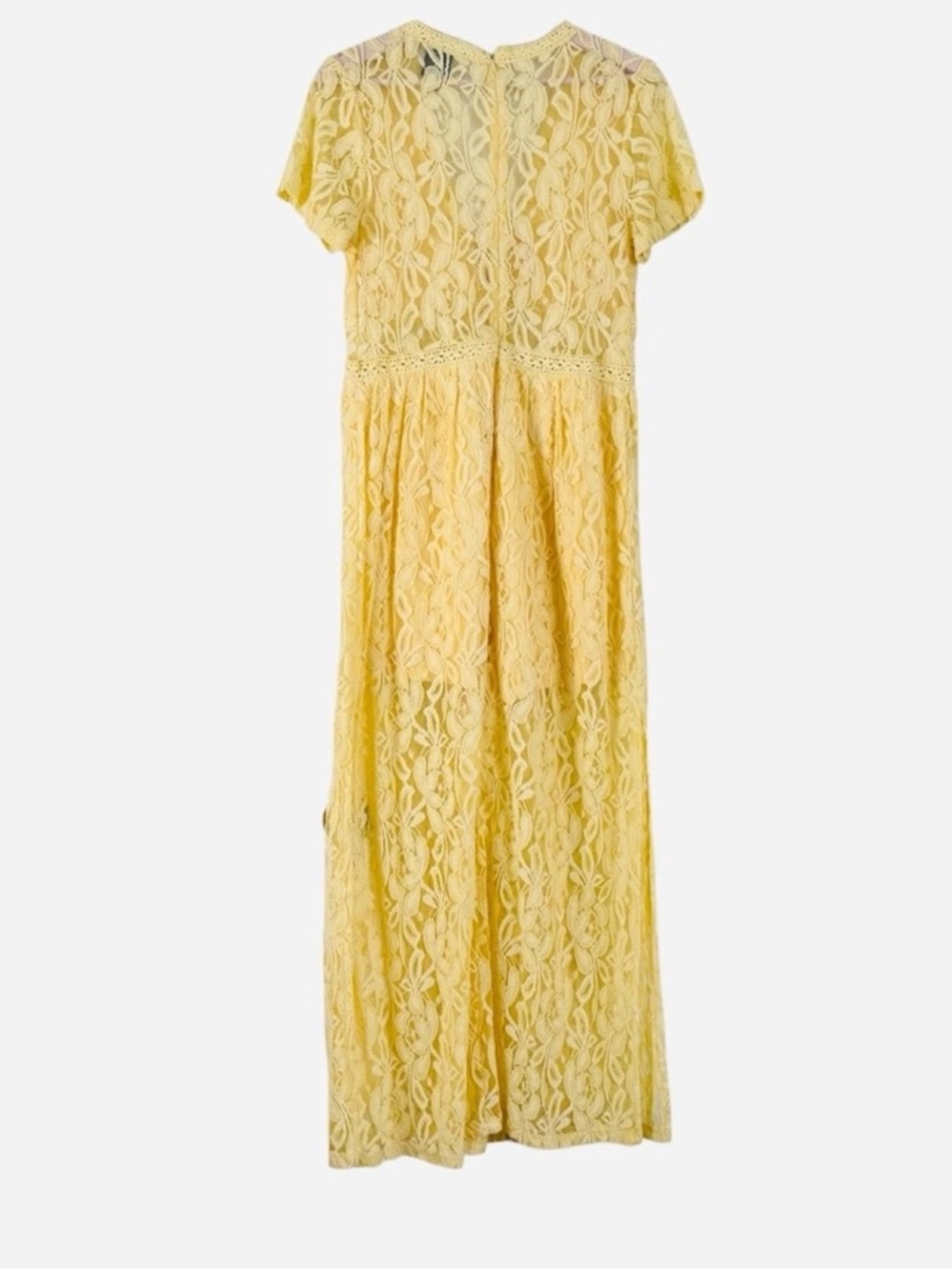 Disney Princess Yellow Lace Tie-Front Maxi Dress with Built-in Shorts - Picture 4 of 4